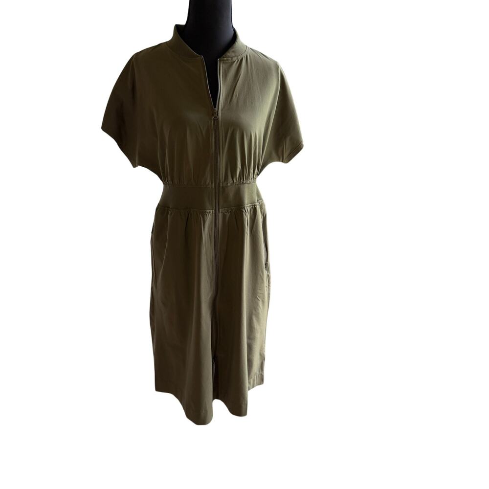Talbots Olive Green Zip-Front Mini Dress - size small